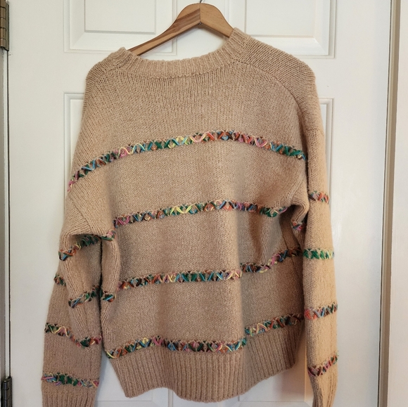 Bibi embroidered rainbow stitch sweater size xl cozy and soft fall - Picture 8 of 10